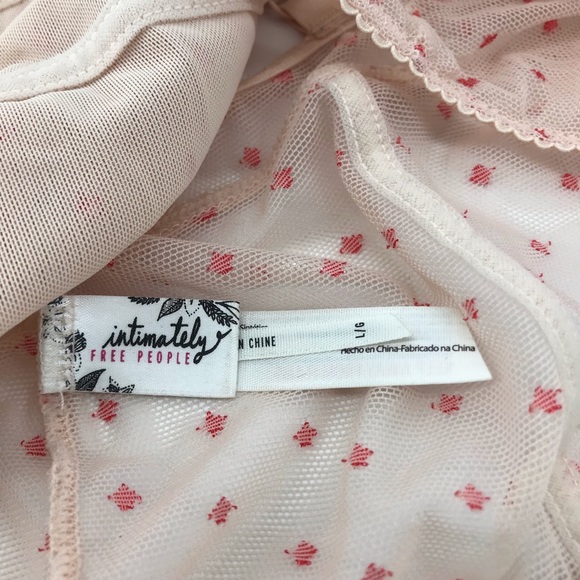 Intimately Free People Bralette Size Large Pink Mesh Sheer Polka Dot Bra - Picture 4 of 5